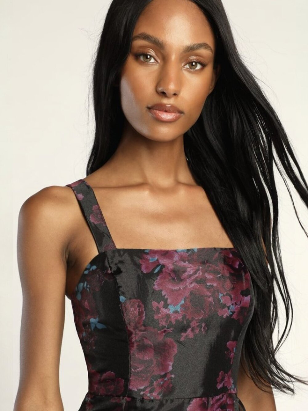 Lulus Extravaganza Energy Black Floral Print Organza High-Low Dress​ NWT - Picture 3 of 9